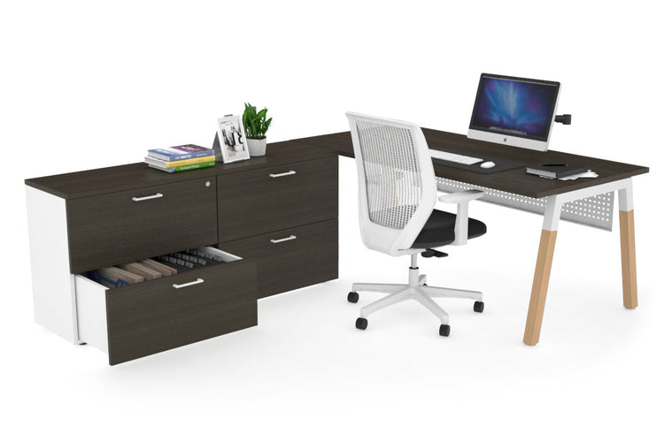 Quadro Wood Executive Setting - White Frame [1600L x 700W] Jasonl dark oak white modesty 4 drawer lateral filing cabinet