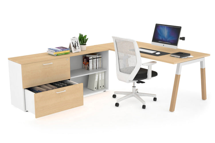 Quadro Wood Executive Setting - White Frame [1600L x 700W] Jasonl maple none 2 drawer open filing cabinet