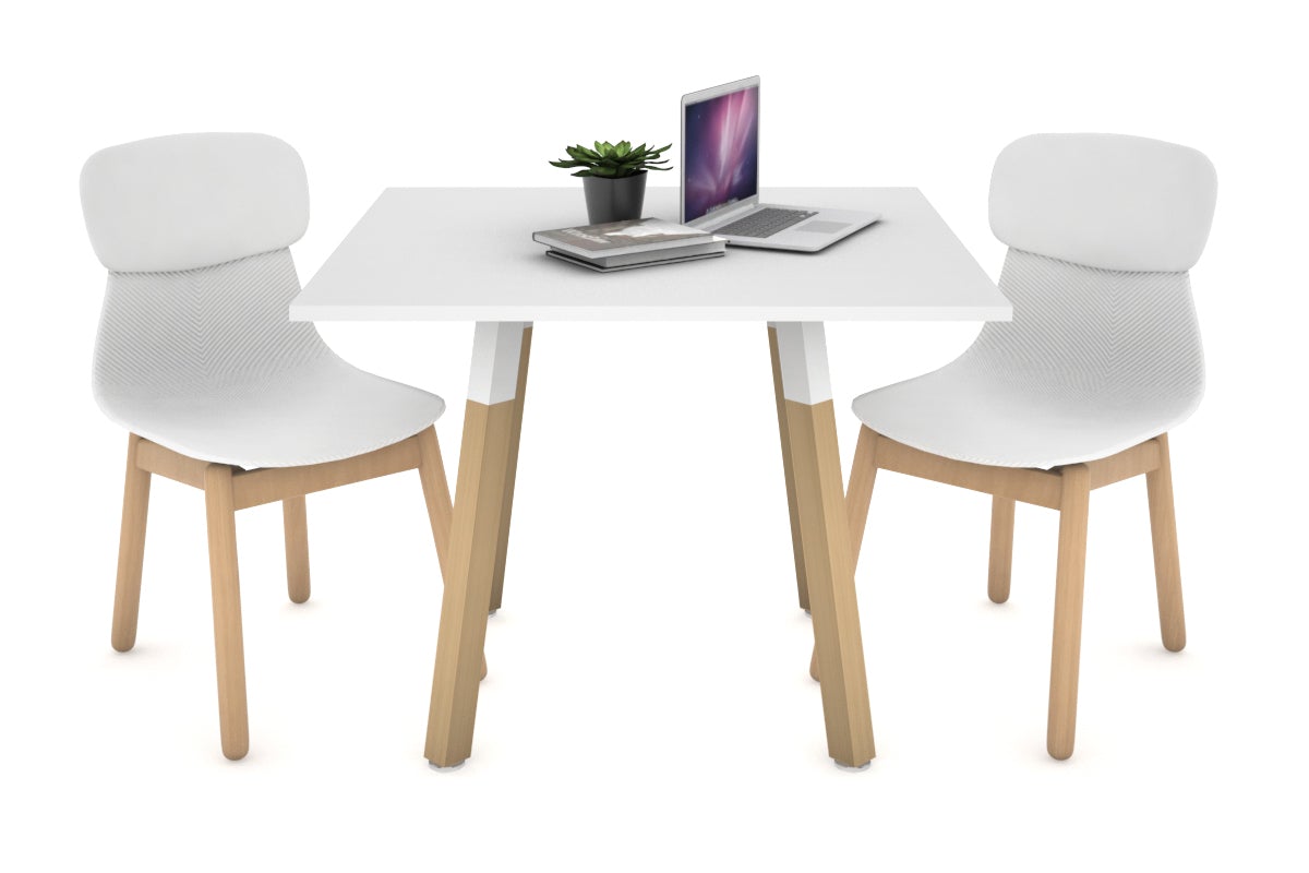 Quadro Wood Single Leg Square Table [800L x 800W] Jasonl white bracket white 