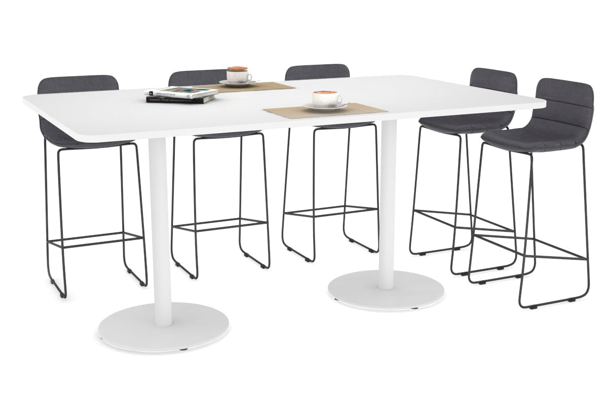 Sapphire Counter Table - Disc Base Rounded Corners [1800L x 1100W] Jasonl 540mm white base white 