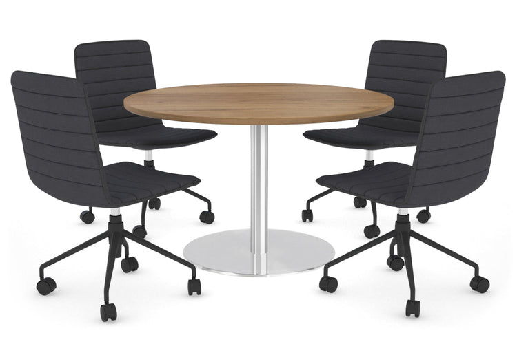 Sapphire Round Meeting Table - Disc Base [1000 mm] Jasonl 540mm stainless steel base salvage oak 