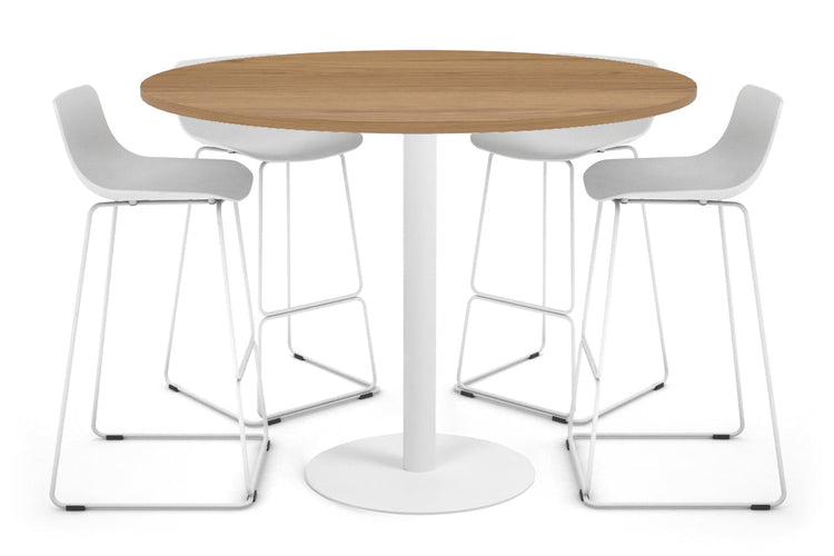 Sapphire Tall Round Bar Counter Table - Disc Base [1000 mm] Jasonl 540mm white base salvage oak 