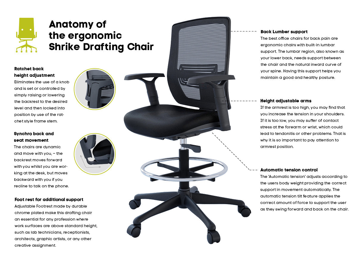 Shrike Sit Stand Mesh Drafting and Lab Chair Jasonl 