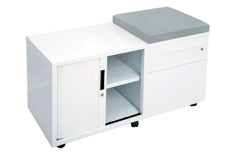 Sonic Mobile Caddy RHS with Tambour & Filing Drawers Sonic white caddy light blue