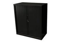 Sonic Tambour Sliding Door Storage Cabinet Metal - Black [900W x 473D]