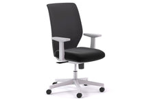  - Swan Black Fabric Office Chair - White Frame - 1