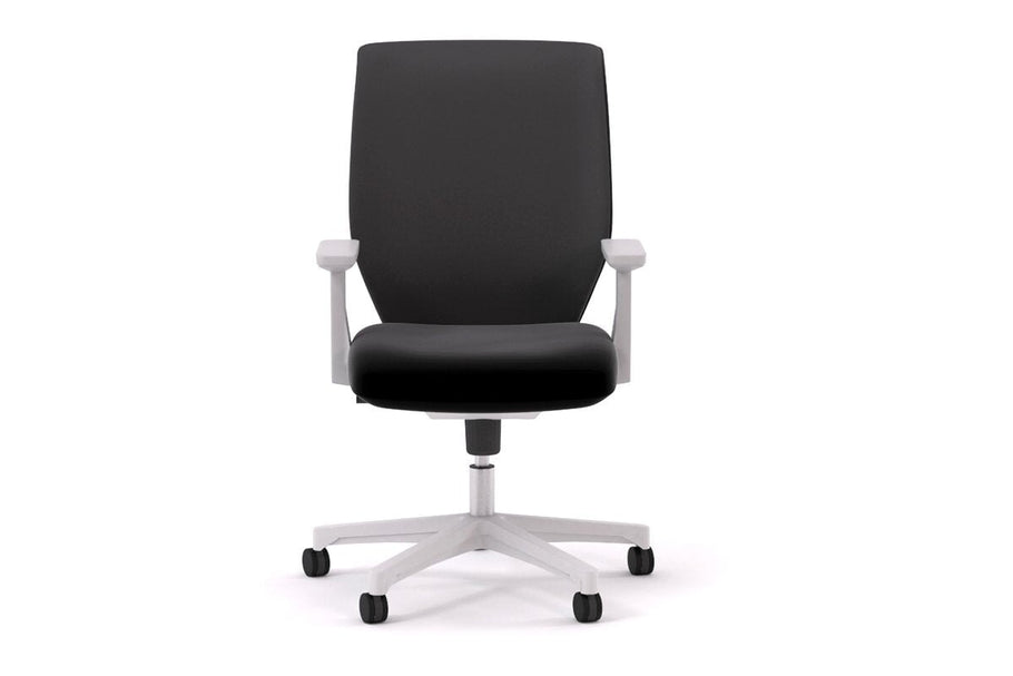Environmental image of Swan Black Fabric Office Chair - White Frame