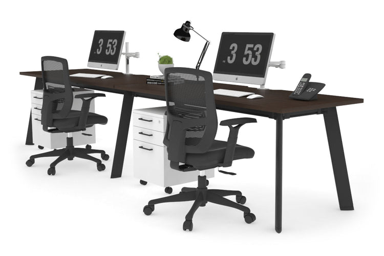 Switch - 2 Person Office Workstation Run [1400L x 800W with Cable Scallop] Jasonl Black leg wenge 