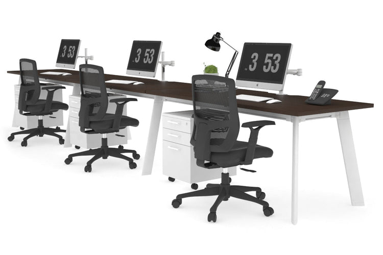 Switch - 3 Person Office Workstation Run [1800L x 800W with Cable Scallop] Jasonl white leg wenge 