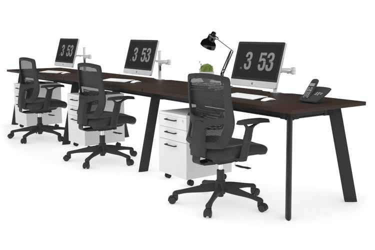 Switch - 3 Person Office Workstation Run [1800L x 800W with Cable Scallop] Jasonl black leg wenge 