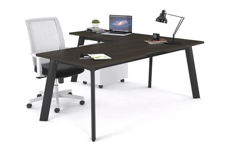 Switch Executive Corner Desk [1600L x 1550W with Cable Scallop] Jasonl black leg dark oak none