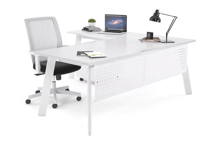 Switch Executive Corner Desk [1600L x 1800W with Cable Scallop] Jasonl white leg white modesty panel
