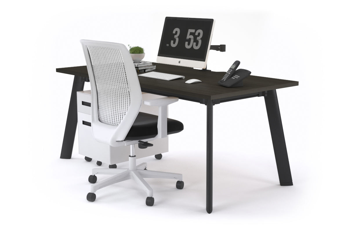 Switch Executive Desk [1200L x 800W with Cable Scallop] Jasonl black leg dark oak none