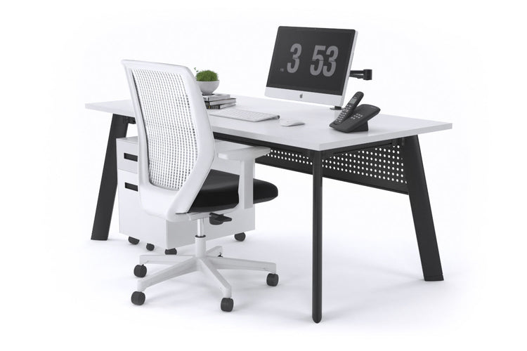 Switch Executive Desk [1400L x 700W] Jasonl black leg white modesty panel