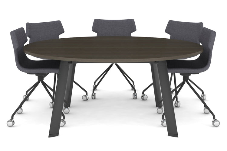 Switch Round Meeting Table [1200 mm] Jasonl black leg dark oak 