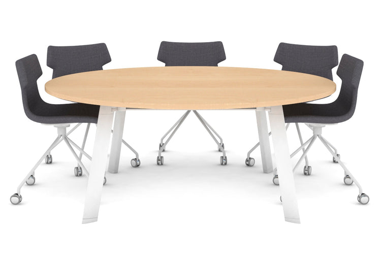 Switch Round Meeting Table [1500 mm] Jasonl white leg maple 