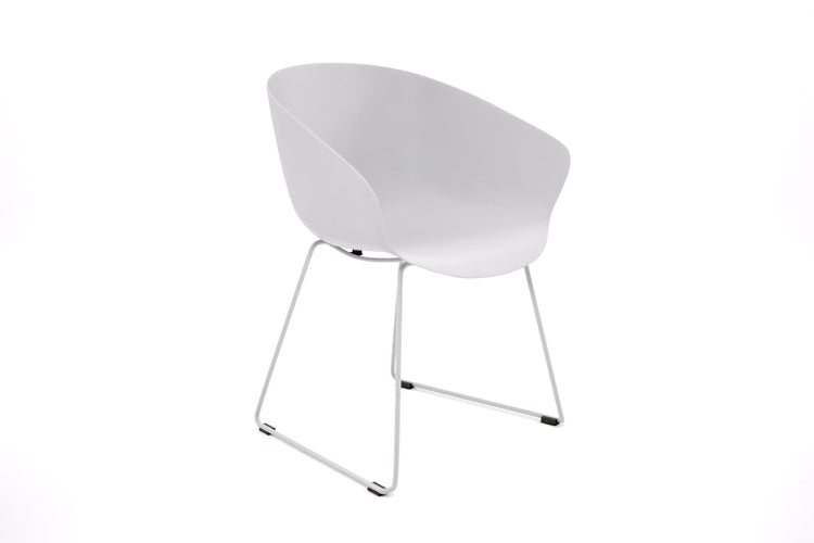 Teddy Plastic Tub Chair - Sled Base Jasonl white leg white 