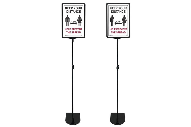 Telescopic Adjustable Sign Stand - Black Oval Base Foot Set of 2 Jasonl black 