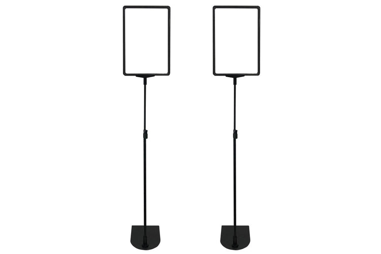 Telescopic Adjustable Sign Stand - Black Oval Base Foot Set of 2 Jasonl 