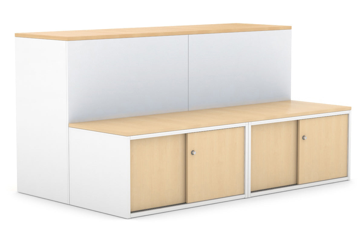 Uniform Activity Module -  Med Sliding 4 Door Credenza with Low Sliding 4 Door Credenza-Wenge