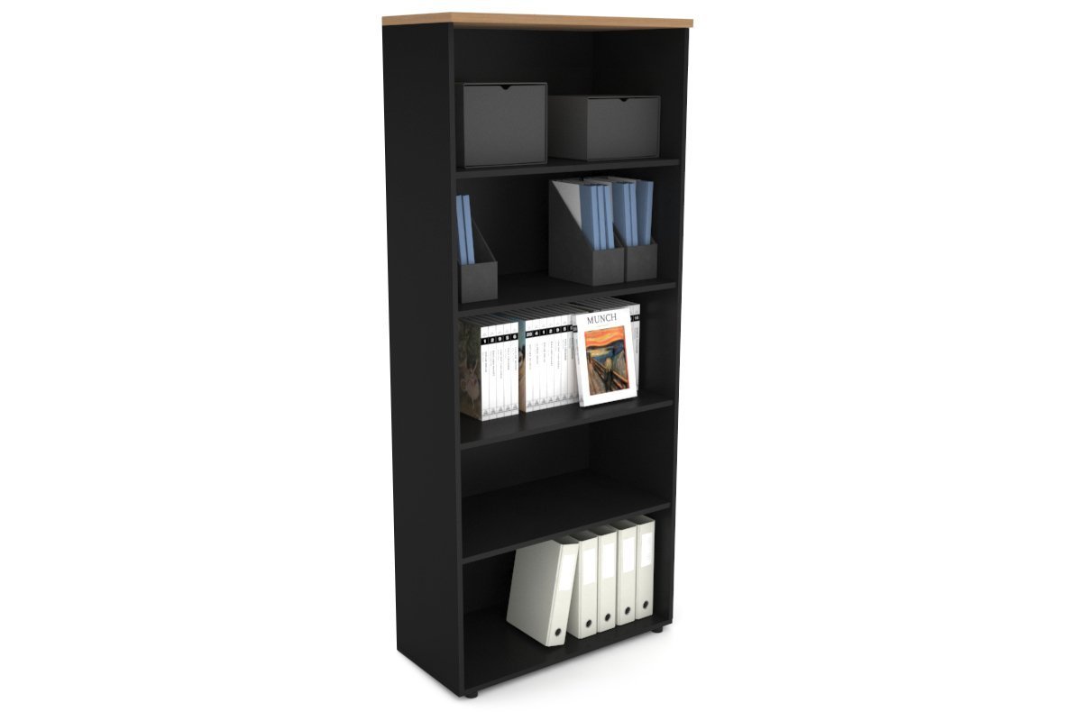 Uniform Large Open Bookcase [800W x 1870H x 350D] Jasonl Black salvage oak 