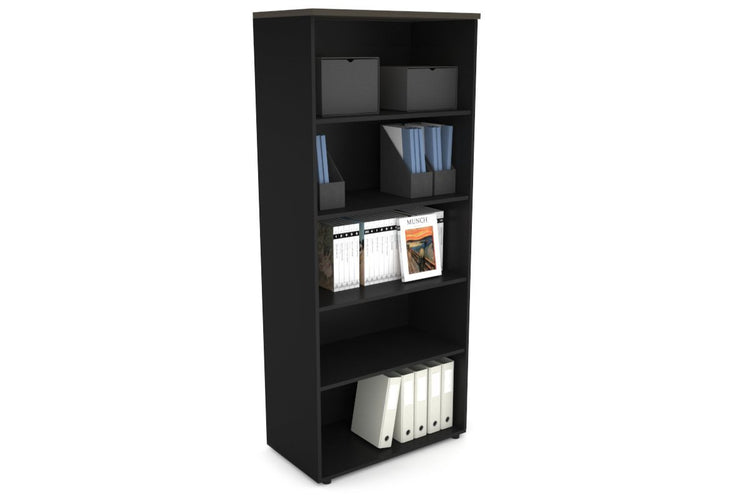 Uniform Large Open Bookcase [800W x 1870H x 450D] Jasonl Black dark oak 