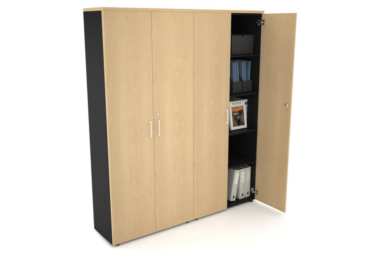 Uniform Large Storage Cupboard with Large Doors [1600W x 1870H x 350D] Jasonl Black maple white handle