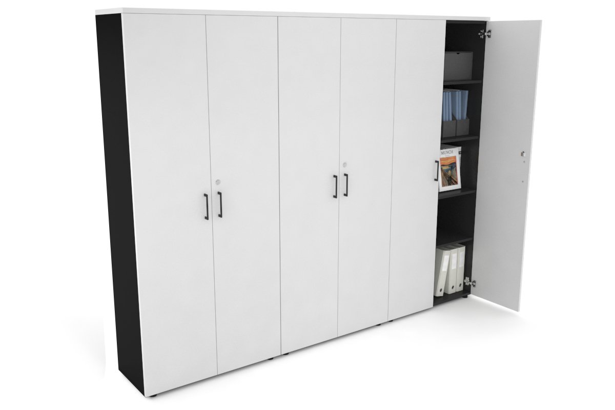 Uniform Large Storage Cupboard with Large Doors [2400W x 1870H x 350D] Jasonl Black white black handle