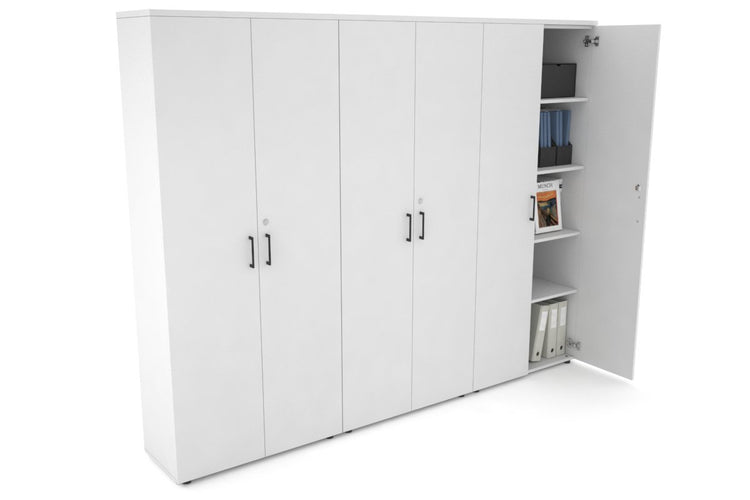 Uniform Large Storage Cupboard with Large Doors [2400W x 1870H x 350D] Jasonl White white black handle