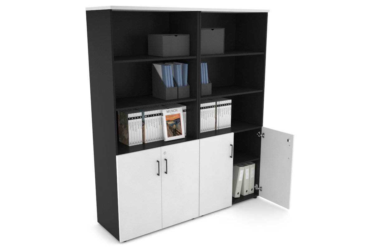 Uniform Large Storage Cupboard with Small Doors [1600W x 1870H x 350D] Jasonl Black white black handle