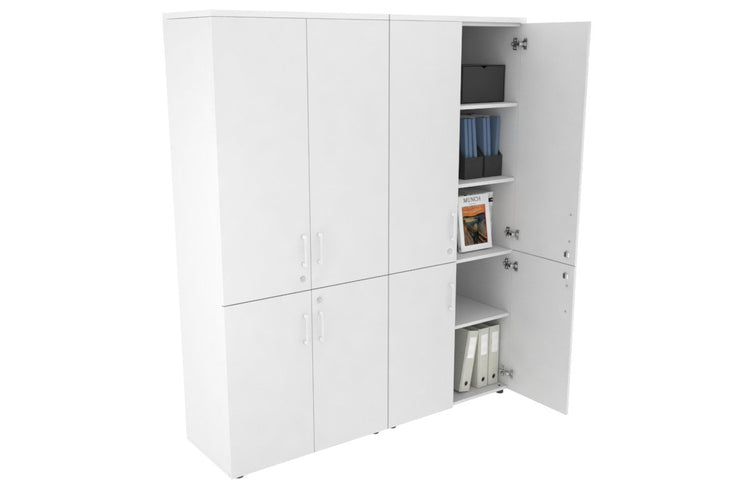 Uniform Large Storage Cupboard with Small & Medium Doors [1600W x 1870H x 450D] Jasonl White white white handle