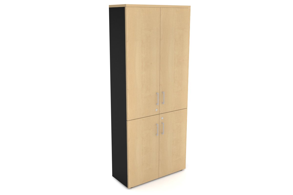 Uniform Large Storage Cupboard with Small & Medium Doors [800W x 1870H x 350D] Jasonl Black maple silver handle