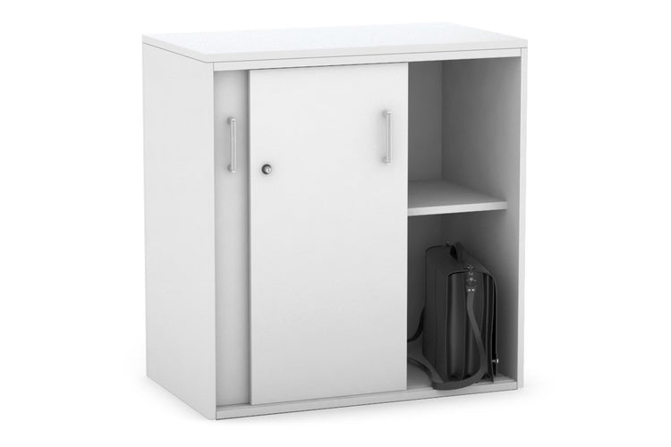 Uniform Medium Sliding Door Credenza [800W x 900H x 450D] Jasonl White white silver handle