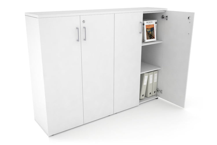 Uniform Medium Storage Cupboard with Medium Doors [1600W x 1170H x 350D] Jasonl White white silver handle