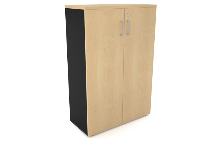 Uniform Medium Storage Cupboard with Medium Doors [800W x 1170H x 350D] Jasonl Black maple silver handle