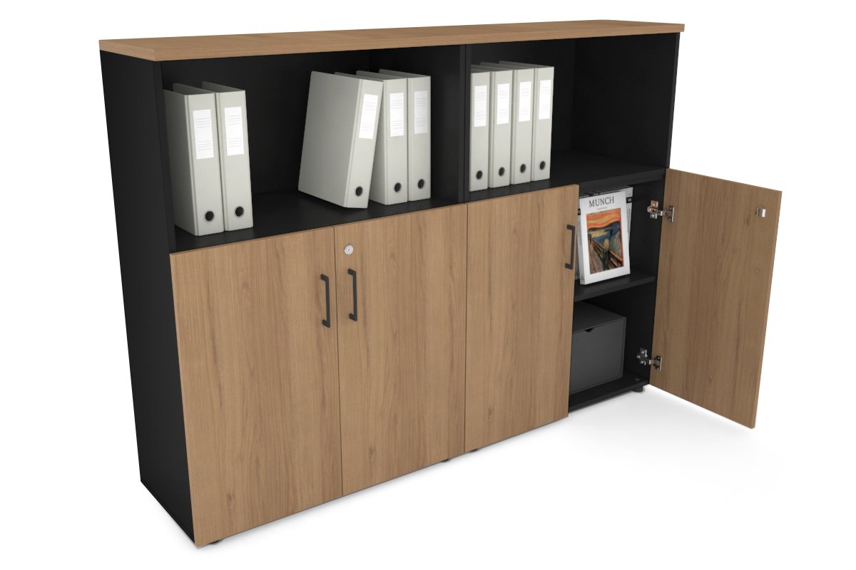 Uniform Medium Storage Cupboard with Small Doors [1600W x 1170H x 350D] Jasonl Black salvage oak black handle