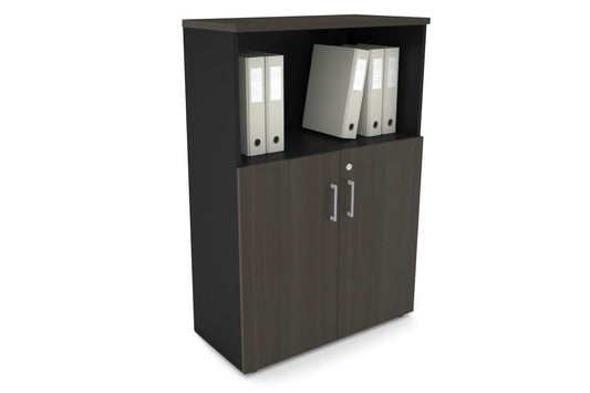 Uniform Medium Storage Cupboard with Small Doors [800W x 1170H x 350D] Jasonl Black dark oak silver handle