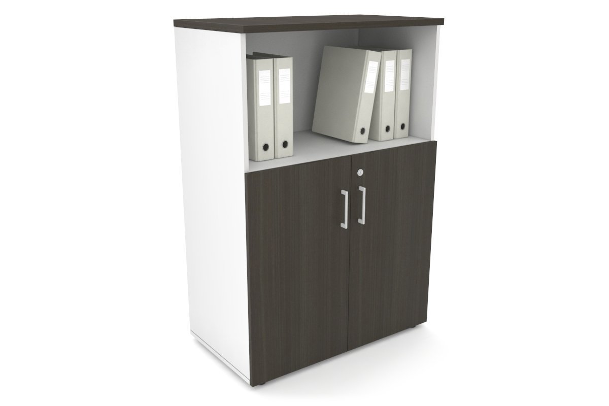Uniform Medium Storage Cupboard with Small Doors [800W x 1170H x 450D] Jasonl White dark oak white handle