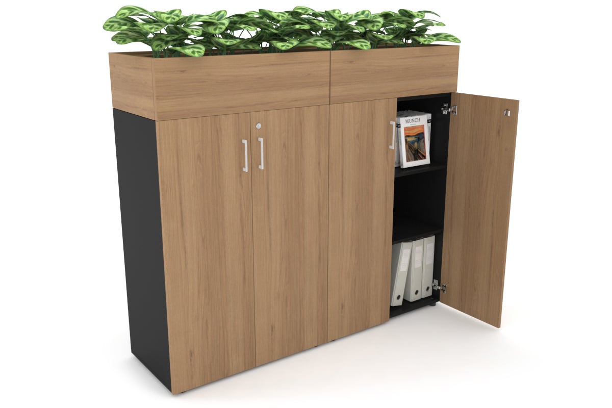 Uniform Medium Storage + Planter Box [1600W x 1395H x 428D] Jasonl Black salvage oak white handle