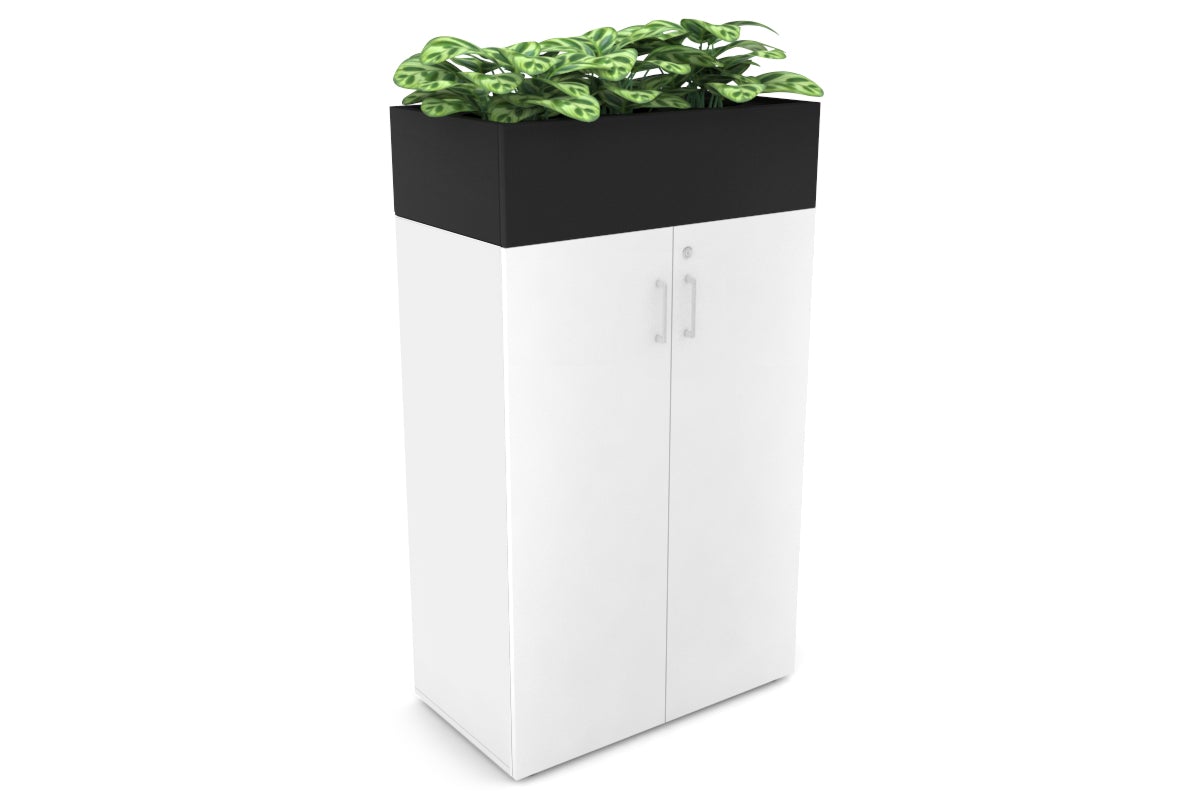 Uniform Medium Storage + Planter Box [800W x 1395H x 428D] Jasonl White black white handle