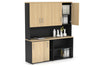 Uniform Sliding 2 Door Credenza and Open Storage Unit - Hutch with Doors - Thumbnail 17