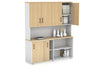 Uniform Sliding 2 Door Credenza and Open Storage Unit - Hutch with Doors - Thumbnail 7