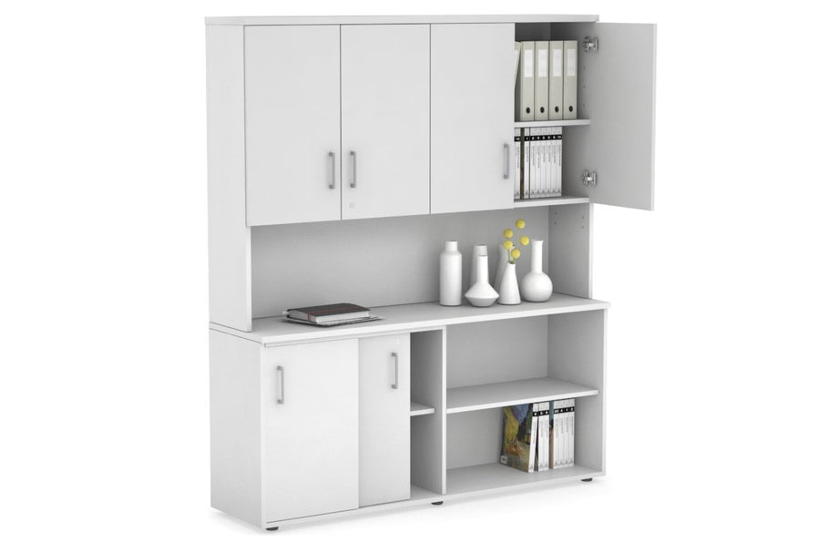 Environmental image of Uniform Sliding 2 Door Credenza and Open Storage Unit - Hutch with Doors