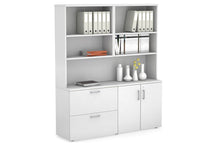  - Uniform Small 2 Drawer Lateral File and 2 Door Cupboard with Open Hutch - 1