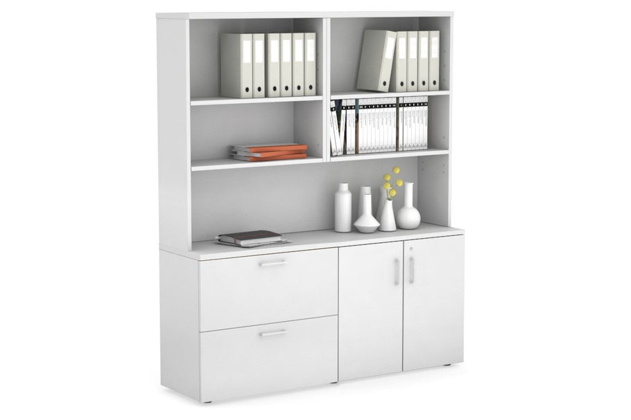 Environmental image of Uniform Small 2 Drawer Lateral File and 2 Door Cupboard with Open Hutch