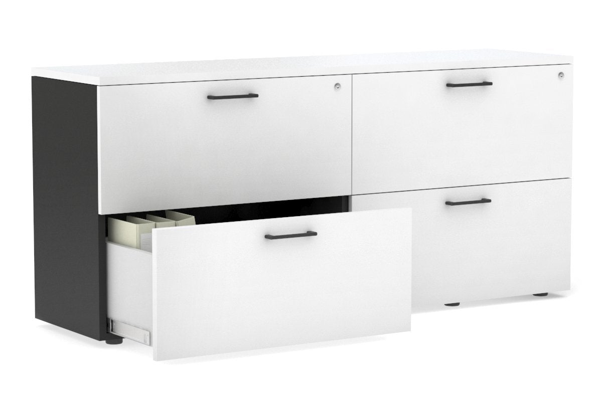 Uniform Small Drawer Lateral Filing Cabinet [ 1600W x 750H x 450D] Jasonl Black white black handle