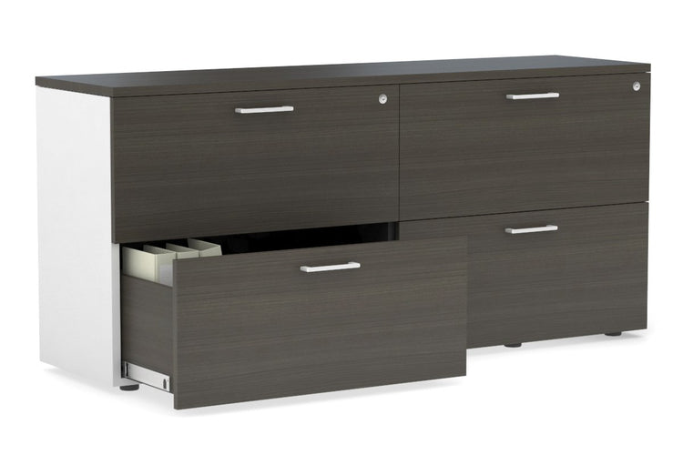 Uniform Small Drawer Lateral Filing Cabinet [ 1600W x 750H x 450D] Jasonl White dark oak white handle