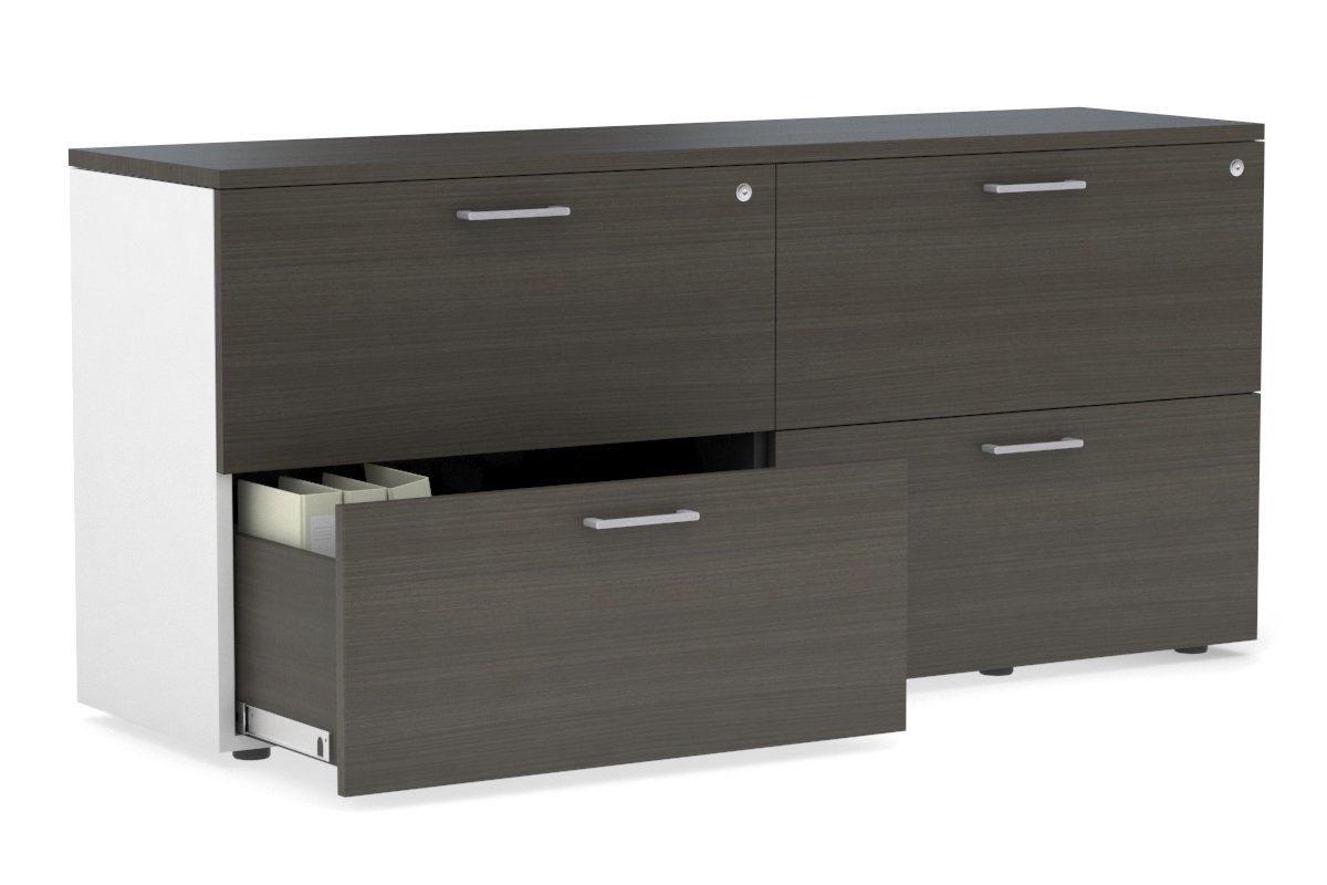 Uniform Small Drawer Lateral Filing Cabinet [ 1600W x 750H x 450D] Jasonl White dark oak silver handle