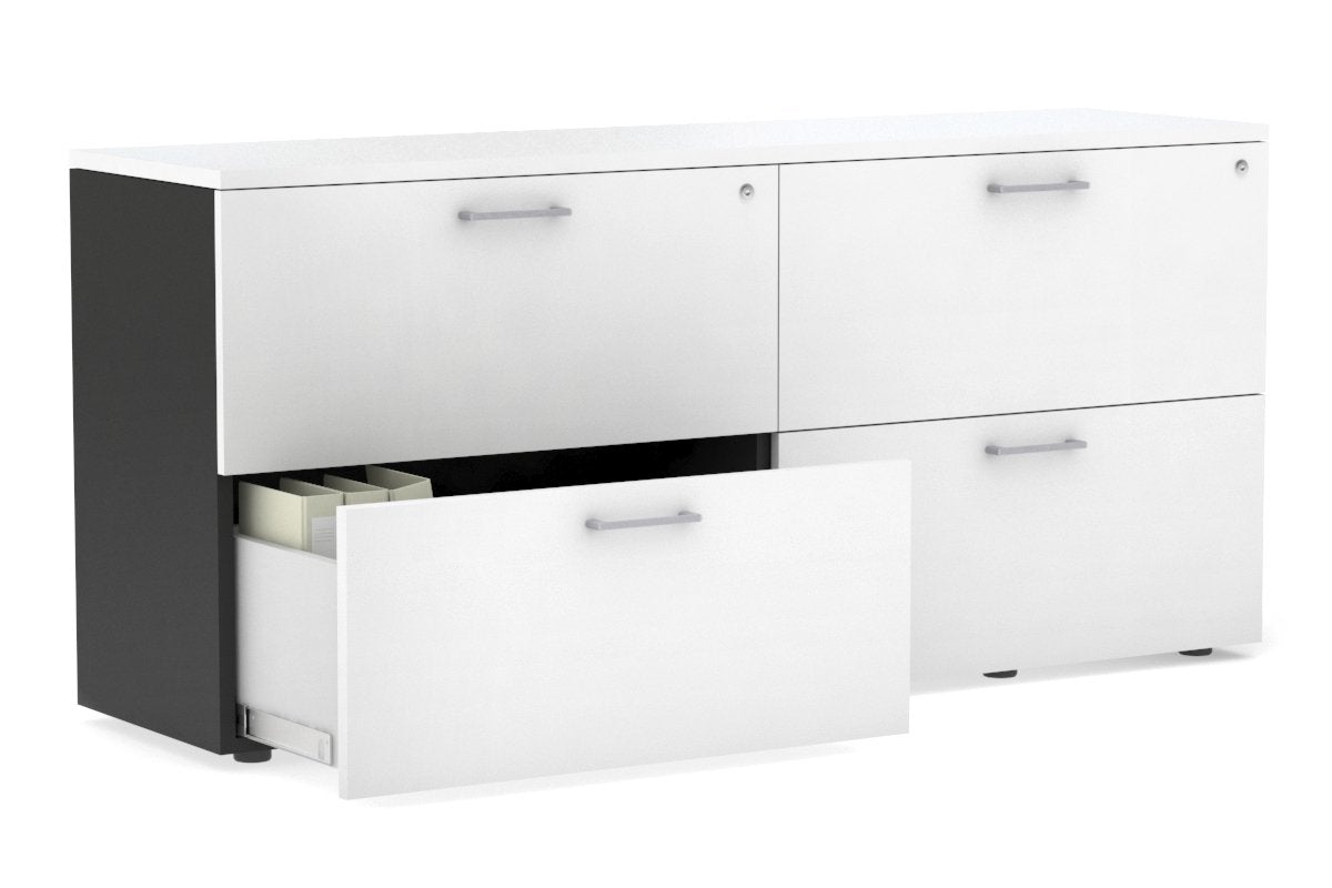 Uniform Small Drawer Lateral Filing Cabinet [ 1600W x 750H x 450D] Jasonl Black white silver handle
