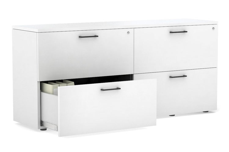 Uniform Small Drawer Lateral Filing Cabinet [ 1600W x 750H x 450D] Jasonl White white black handle